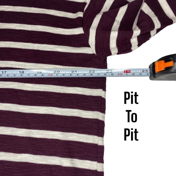 Aerie Long Sleeve Striped Turtleneck Shirt Top maroon womens xs - Picture 4 of 7